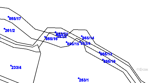 Parcela st. 853/4 v KÚ Křoví, Katastrální mapa