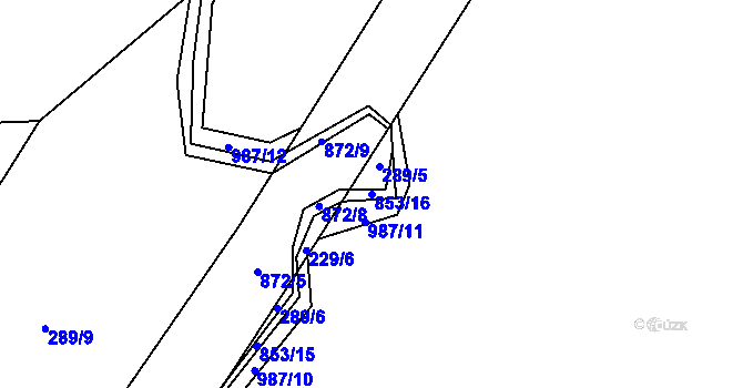 Parcela st. 853/16 v KÚ Křoví, Katastrální mapa