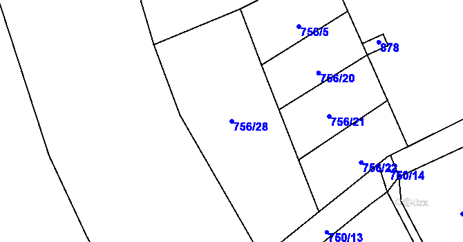Parcela st. 756/28 v KÚ Křoví, Katastrální mapa