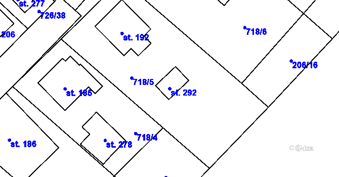 Parcela st. 292 v KÚ Křoví, Katastrální mapa
