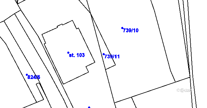 Parcela st. 739/11 v KÚ Křoví, Katastrální mapa