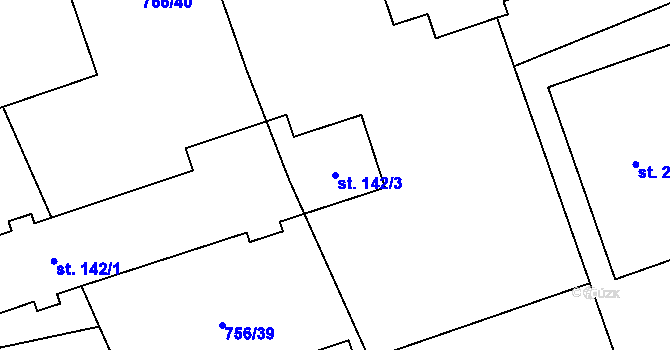 Parcela st. 142/3 v KÚ Křoví, Katastrální mapa