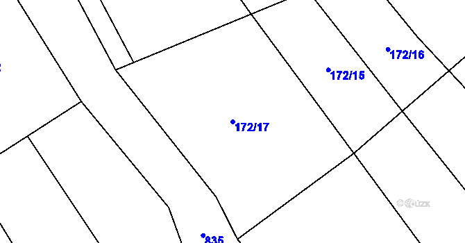 Parcela st. 172/17 v KÚ Křoví, Katastrální mapa