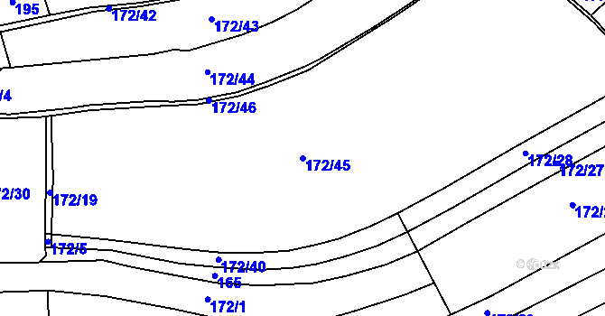 Parcela st. 172/45 v KÚ Křoví, Katastrální mapa