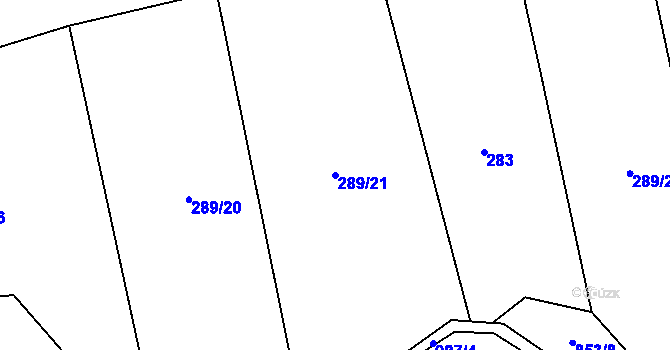 Parcela st. 289/21 v KÚ Křoví, Katastrální mapa