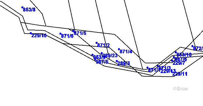 Parcela st. 289/23 v KÚ Křoví, Katastrální mapa
