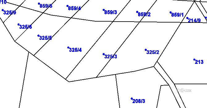 Parcela st. 325/3 v KÚ Křoví, Katastrální mapa