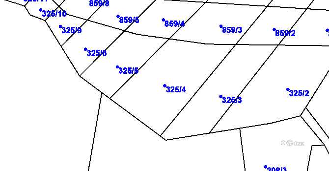Parcela st. 325/4 v KÚ Křoví, Katastrální mapa