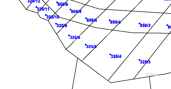 Parcela st. 325/5 v KÚ Křoví, Katastrální mapa