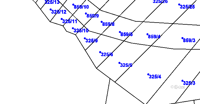 Parcela st. 325/6 v KÚ Křoví, Katastrální mapa