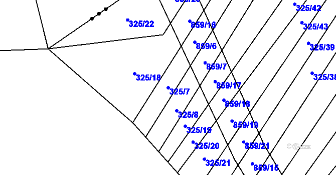 Parcela st. 325/7 v KÚ Křoví, Katastrální mapa