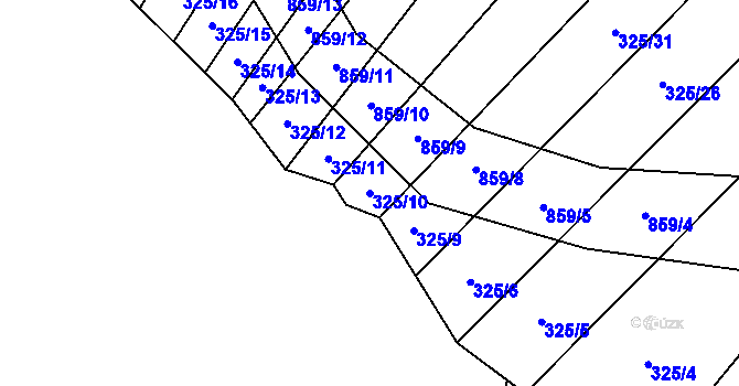 Parcela st. 325/10 v KÚ Křoví, Katastrální mapa