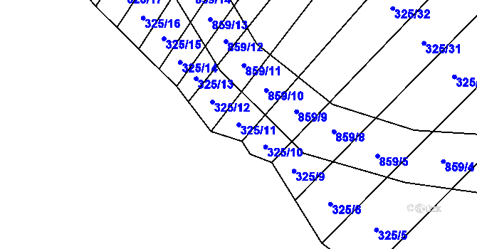 Parcela st. 325/11 v KÚ Křoví, Katastrální mapa