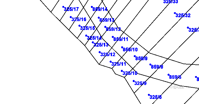 Parcela st. 325/12 v KÚ Křoví, Katastrální mapa