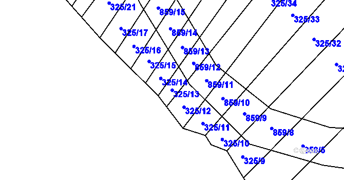Parcela st. 325/13 v KÚ Křoví, Katastrální mapa