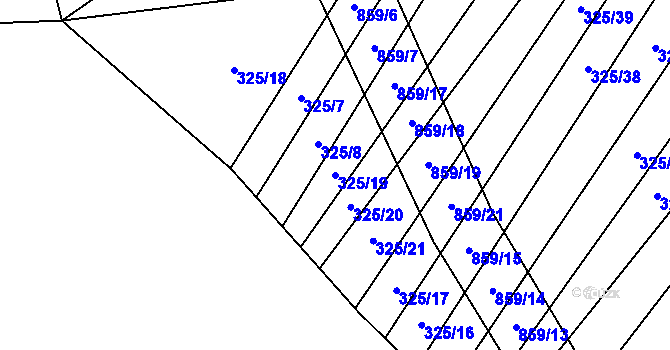 Parcela st. 325/19 v KÚ Křoví, Katastrální mapa