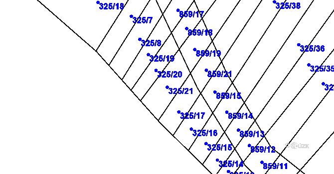 Parcela st. 325/21 v KÚ Křoví, Katastrální mapa