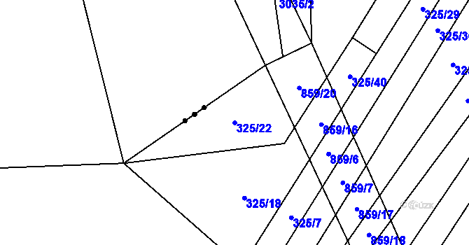 Parcela st. 325/22 v KÚ Křoví, Katastrální mapa