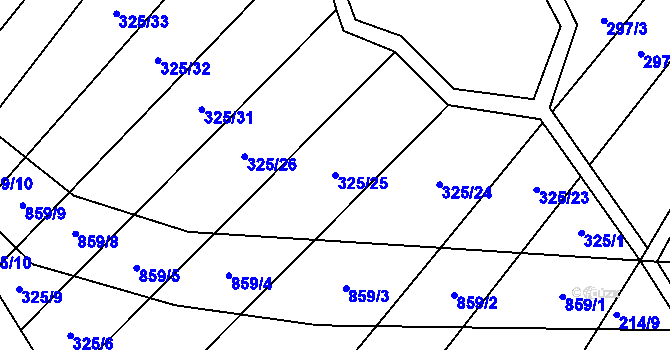 Parcela st. 325/25 v KÚ Křoví, Katastrální mapa