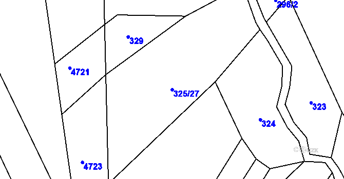 Parcela st. 325/27 v KÚ Křoví, Katastrální mapa