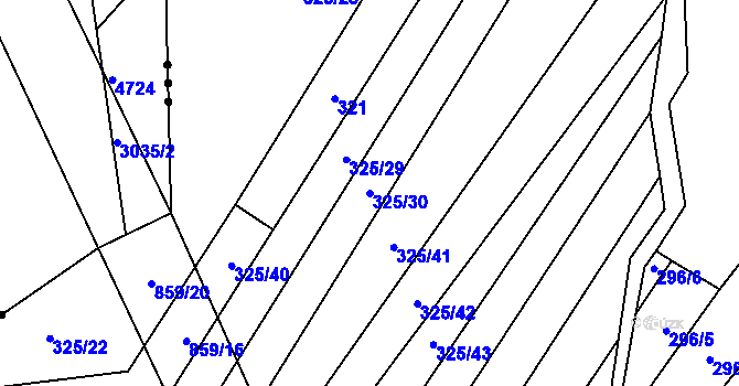 Parcela st. 325/30 v KÚ Křoví, Katastrální mapa