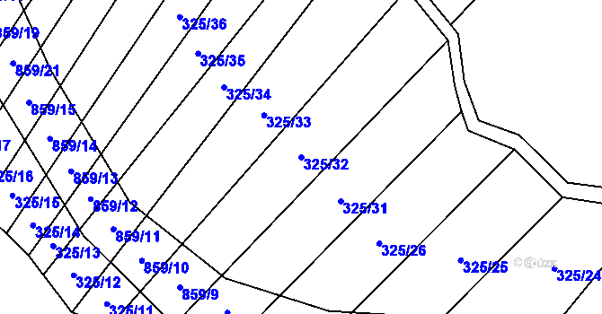 Parcela st. 325/32 v KÚ Křoví, Katastrální mapa