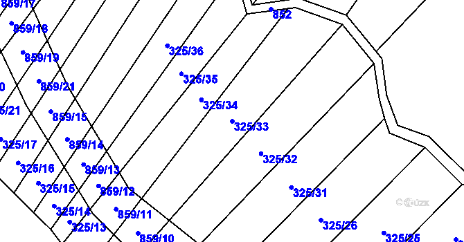 Parcela st. 325/33 v KÚ Křoví, Katastrální mapa