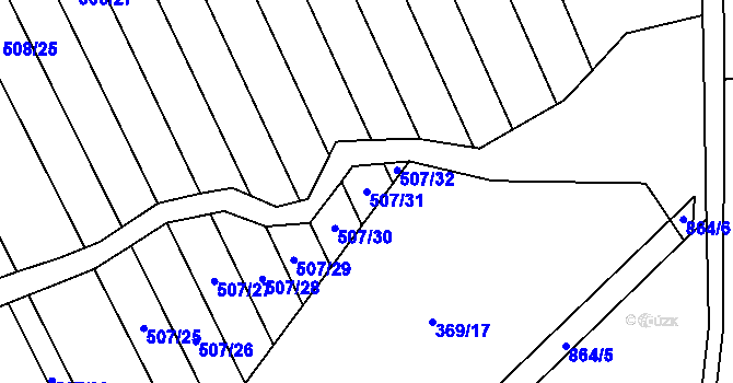 Parcela st. 507/31 v KÚ Křoví, Katastrální mapa