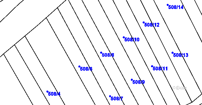 Parcela st. 508/8 v KÚ Křoví, Katastrální mapa