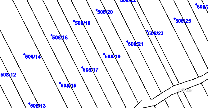 Parcela st. 508/19 v KÚ Křoví, Katastrální mapa