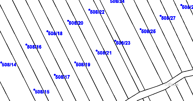 Parcela st. 508/21 v KÚ Křoví, Katastrální mapa