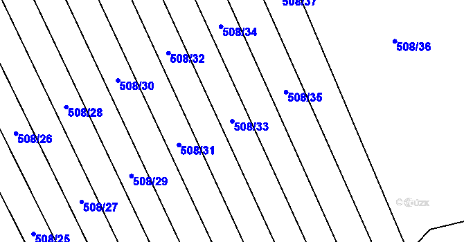 Parcela st. 508/33 v KÚ Křoví, Katastrální mapa