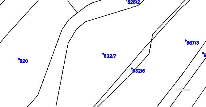 Parcela st. 632/7 v KÚ Křoví, Katastrální mapa