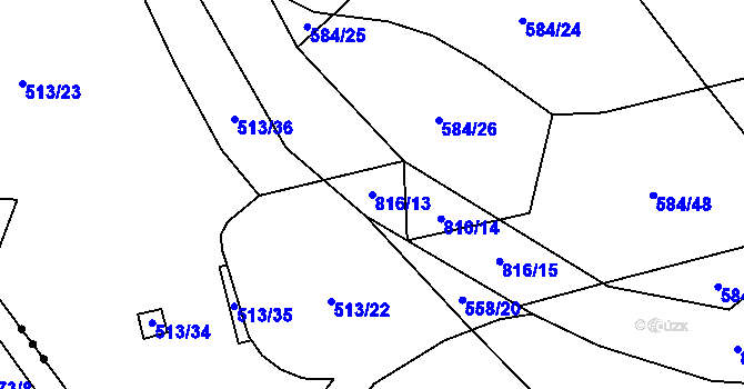 Parcela st. 816/13 v KÚ Křoví, Katastrální mapa