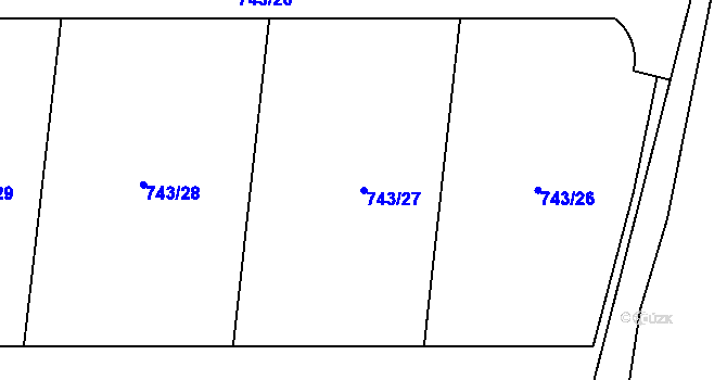 Parcela st. 743/27 v KÚ Křoví, Katastrální mapa