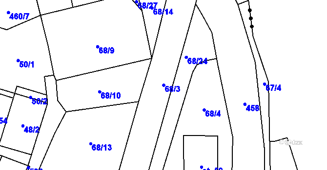Parcela st. 68/3 v KÚ Křtěnov u Olešnice, Katastrální mapa