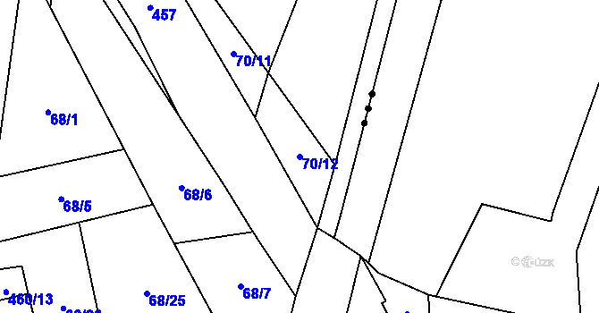 Parcela st. 70/12 v KÚ Křtěnov u Olešnice, Katastrální mapa