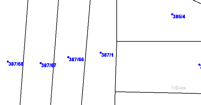 Parcela st. 387/1 v KÚ Křtěnov u Olešnice, Katastrální mapa