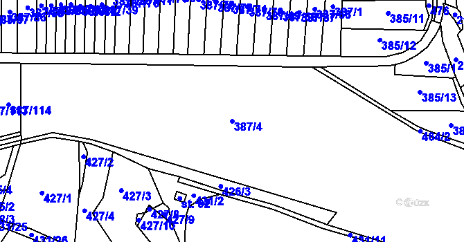 Parcela st. 387/4 v KÚ Křtěnov u Olešnice, Katastrální mapa