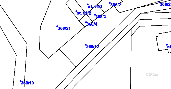 Parcela st. 368/12 v KÚ Křtěnov u Olešnice, Katastrální mapa