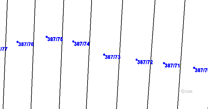 Parcela st. 387/73 v KÚ Křtěnov u Olešnice, Katastrální mapa