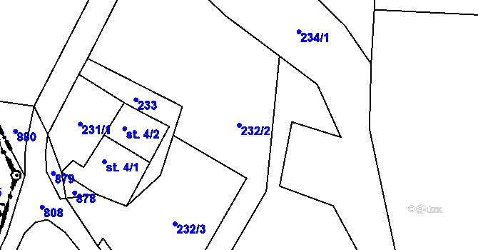 Parcela st. 232/2 v KÚ Kloub, Katastrální mapa