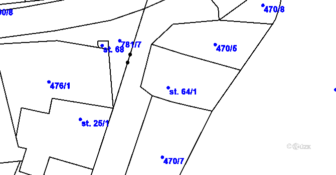Parcela st. 64/1 v KÚ Kloub, Katastrální mapa