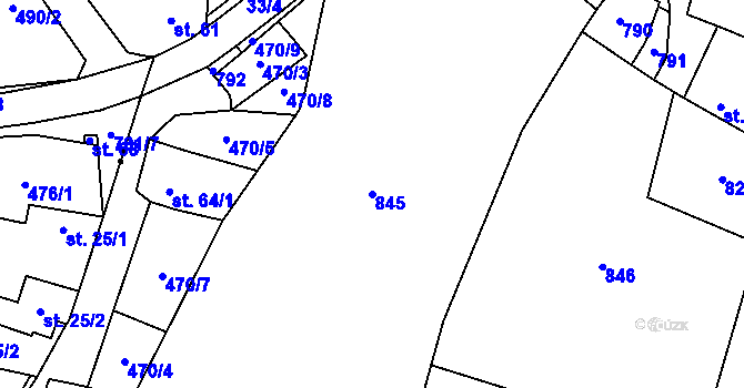 Parcela st. 845 v KÚ Kloub, Katastrální mapa