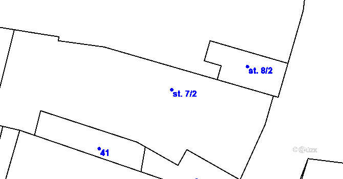 Parcela st. 7/2 v KÚ Křtětice, Katastrální mapa