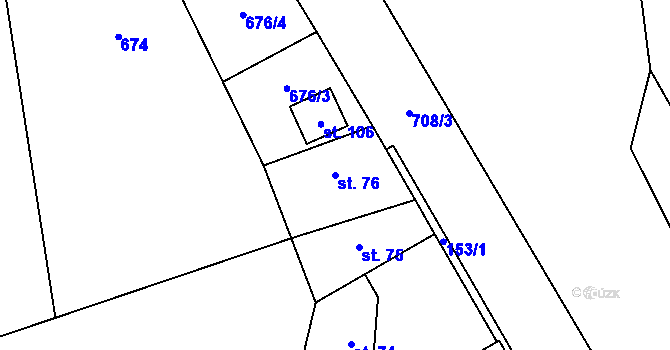 Parcela st. 76 v KÚ Křtětice, Katastrální mapa