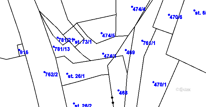 Parcela st. 474/1 v KÚ Pohorovice, Katastrální mapa