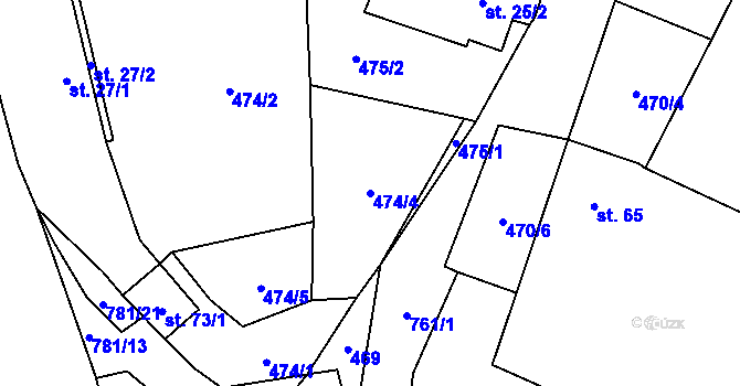 Parcela st. 474/4 v KÚ Pohorovice, Katastrální mapa