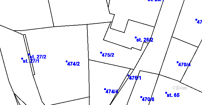 Parcela st. 475/2 v KÚ Pohorovice, Katastrální mapa