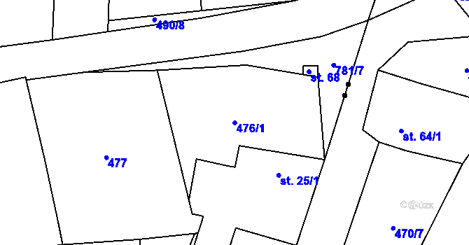 Parcela st. 476/1 v KÚ Pohorovice, Katastrální mapa